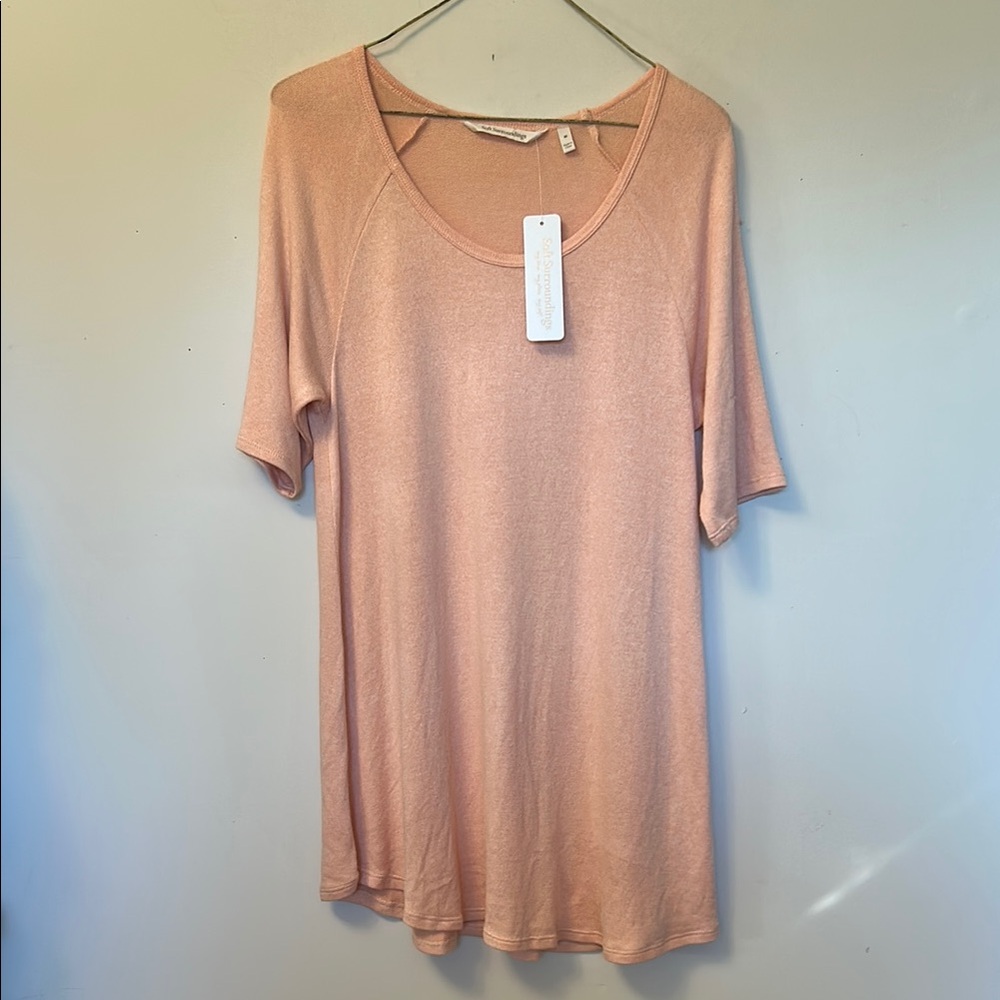 Soft Surroundings lounge around top apricot rounded neck short sleeve size M NWT
